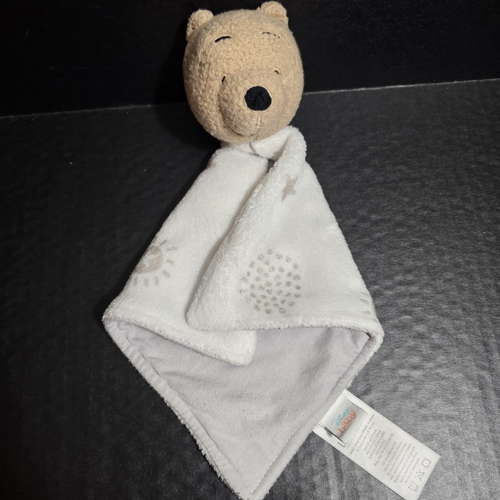 Lambs & Ivy Disney Baby Winnie The Pooh Lovey White Gray Stars Security Blanket